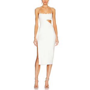 Lovers And Friends 'Charlotte' White Crystal Embellished Midi Dress Size S